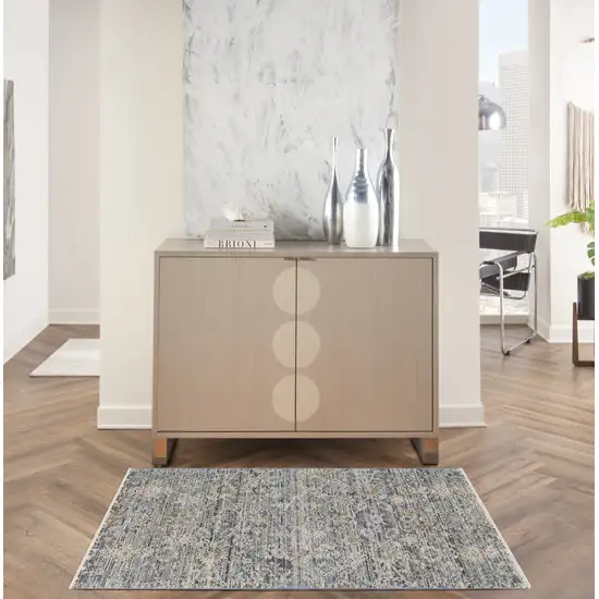 Charcoal Brown And Ivory Floral Distressed Area Rug With Fringe Photo 5