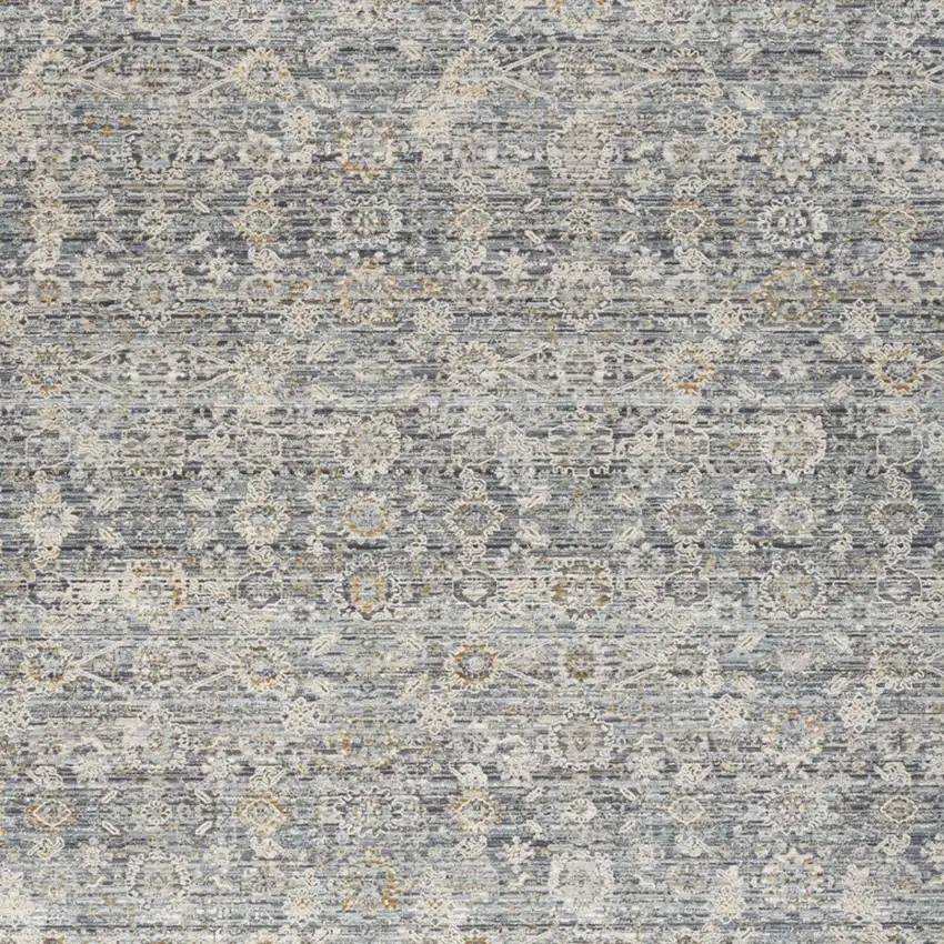 Charcoal Brown And Ivory Floral Distressed Area Rug With Fringe Photo 8