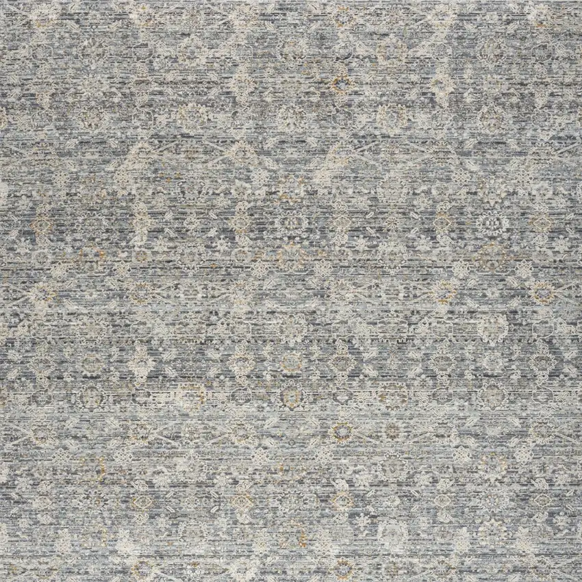 Charcoal Brown And Ivory Floral Distressed Area Rug With Fringe Photo 9