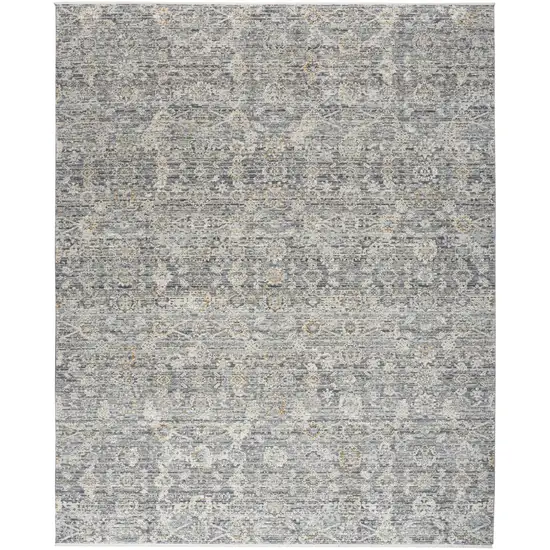Charcoal Brown And Ivory Floral Distressed Area Rug With Fringe Photo 2
