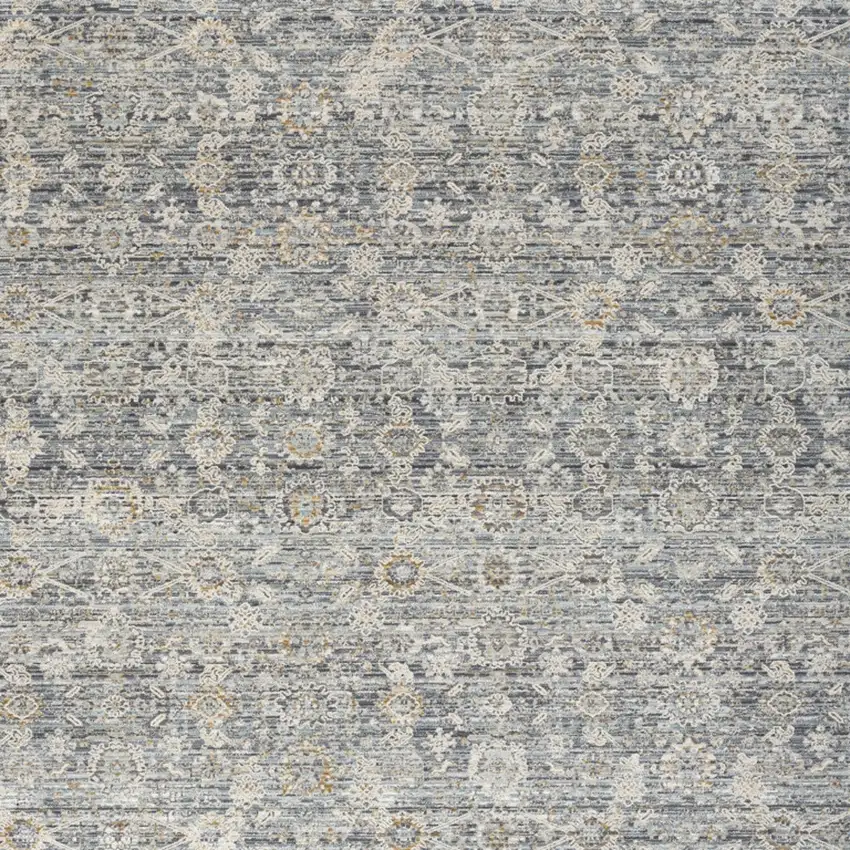 Charcoal Brown And Ivory Floral Distressed Area Rug With Fringe Photo 8