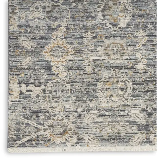 Charcoal Brown And Ivory Floral Distressed Area Rug With Fringe Photo 9