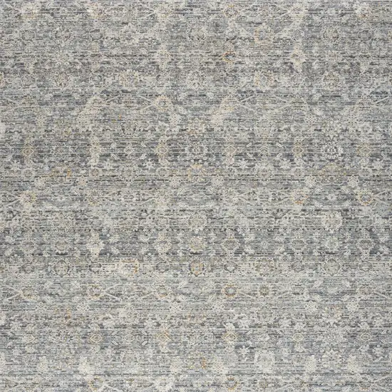 Charcoal Brown And Ivory Floral Distressed Area Rug With Fringe Photo 9