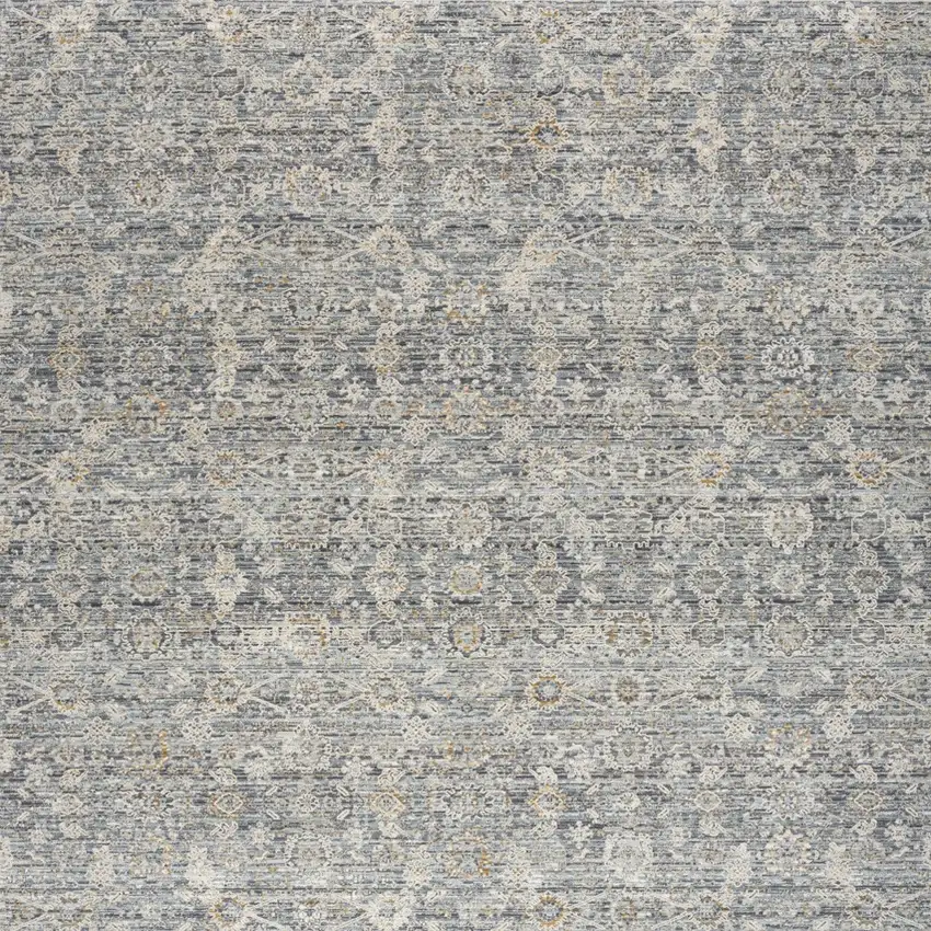 Charcoal Brown And Ivory Floral Distressed Area Rug With Fringe Photo 9