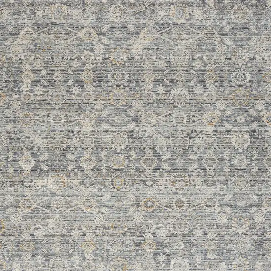 Charcoal Brown And Ivory Floral Distressed Area Rug With Fringe Photo 9