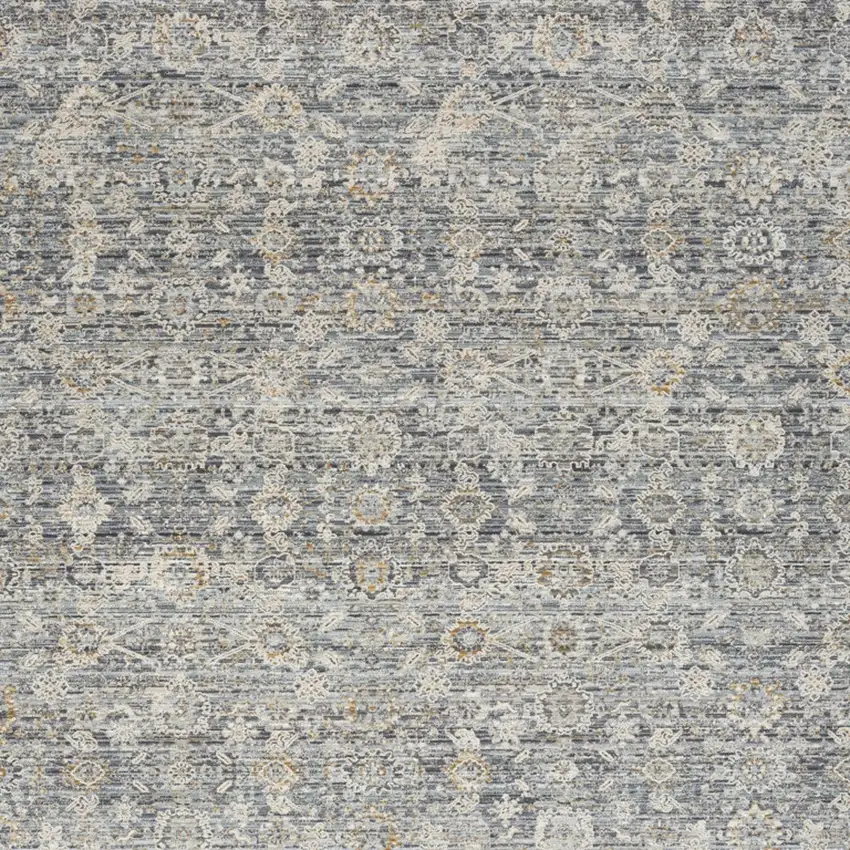 Charcoal Brown And Ivory Floral Distressed Area Rug With Fringe Photo 9