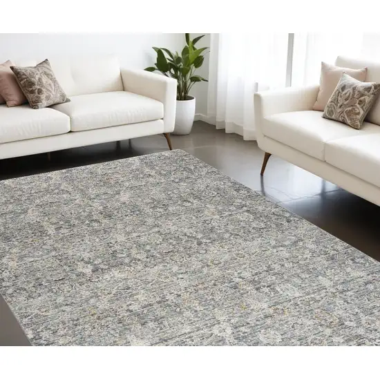 Charcoal Brown And Ivory Floral Distressed Area Rug With Fringe Photo 1