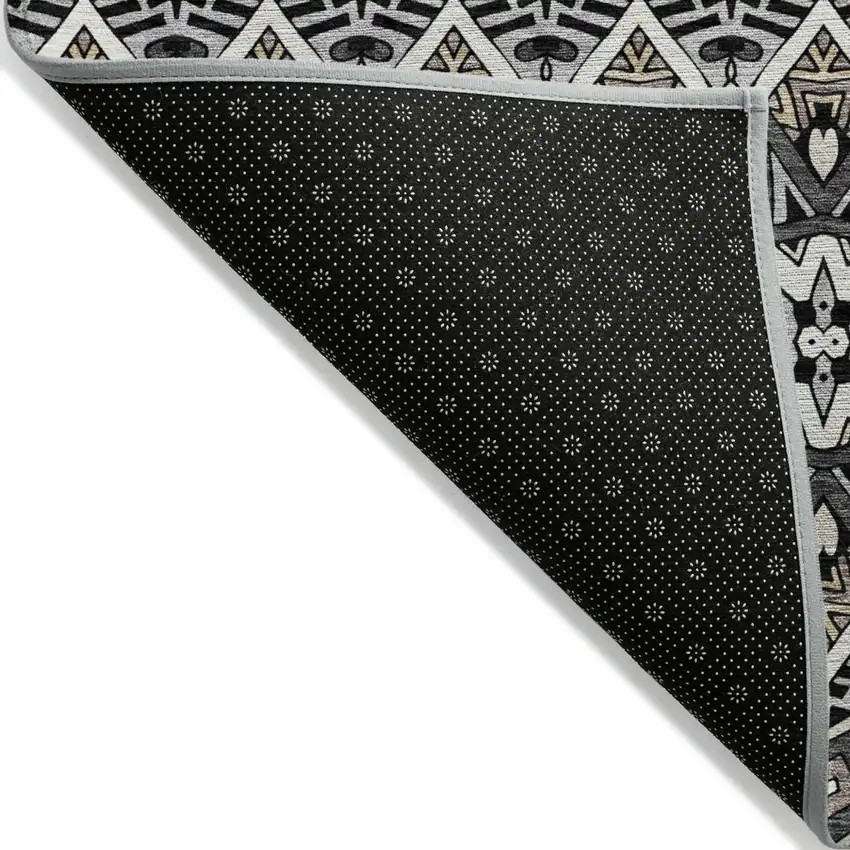 Charcoal Brown And Ivory Moroccan Washable Indoor Outdoor Area Rug Photo 4