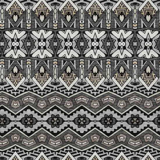 Charcoal Brown And Ivory Moroccan Washable Indoor Outdoor Area Rug Photo 6