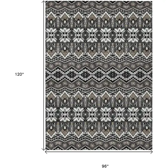 Charcoal Brown And Ivory Moroccan Washable Indoor Outdoor Area Rug Photo 3