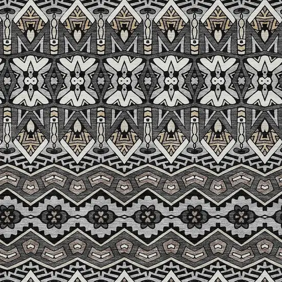 Charcoal Brown And Ivory Moroccan Washable Indoor Outdoor Area Rug Photo 6
