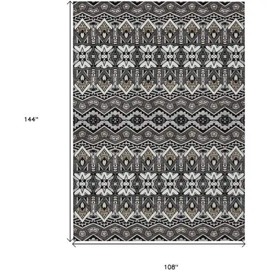 Charcoal Brown And Ivory Moroccan Washable Indoor Outdoor Area Rug Photo 3