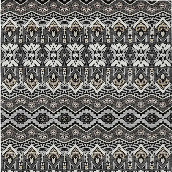 Charcoal Brown And Ivory Moroccan Washable Indoor Outdoor Area Rug Photo 7