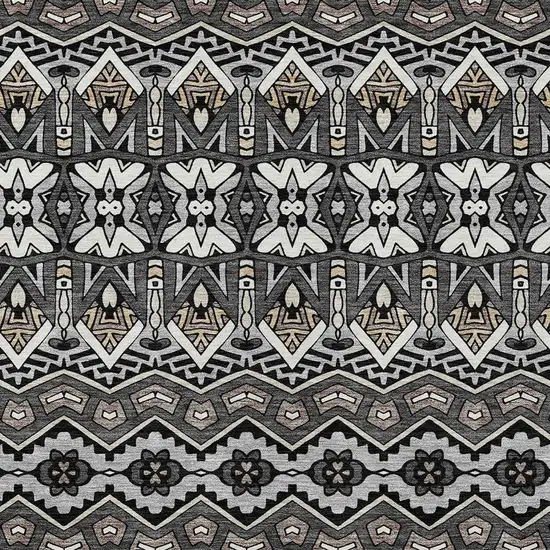 Charcoal Brown And Ivory Moroccan Washable Indoor Outdoor Area Rug Photo 6
