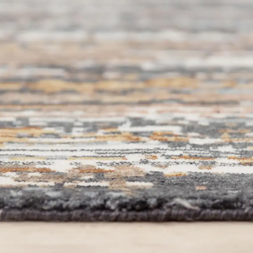 Charcoal Brown Rust Beige And Ivory Abstract Hand Carved Handmade Area Rug Photo 5