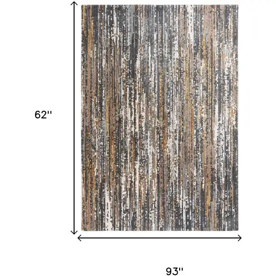 Charcoal Brown Rust Beige And Ivory Abstract Hand Carved Handmade Area Rug Photo 6