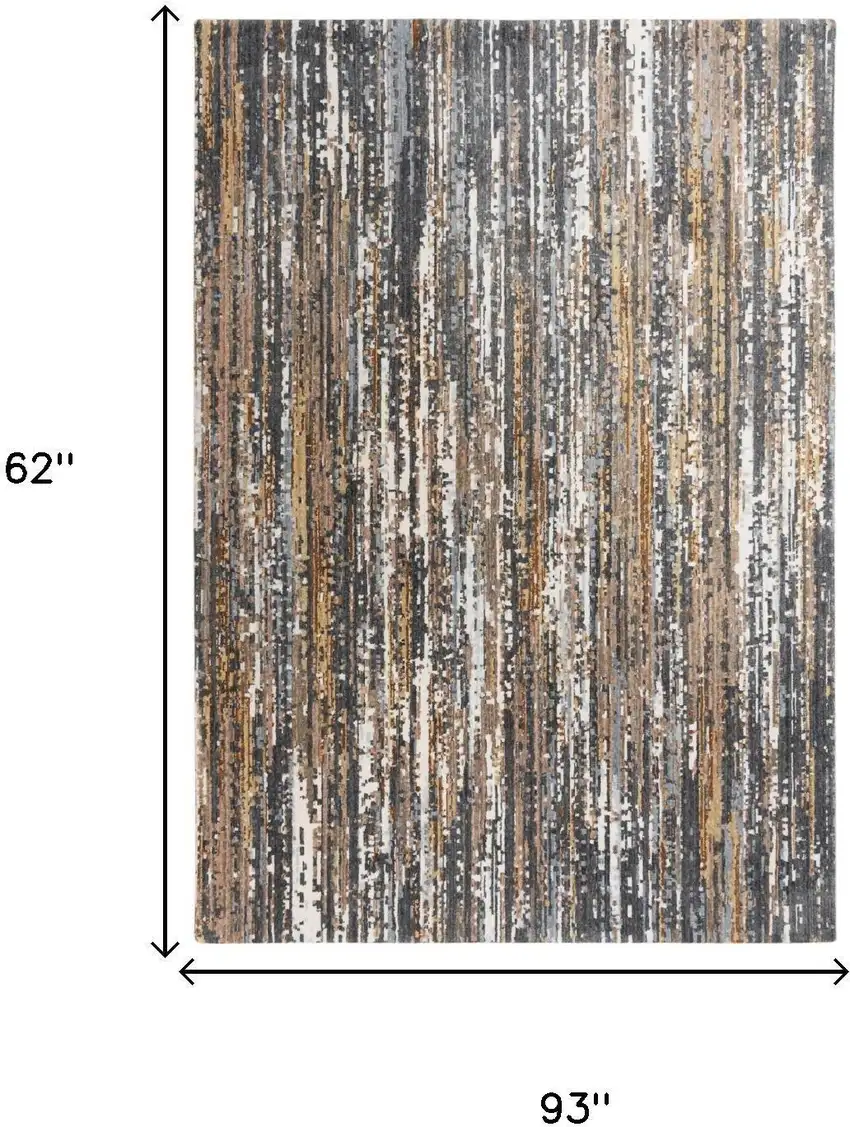 Charcoal Brown Rust Beige And Ivory Abstract Hand Carved Handmade Area Rug Photo 6
