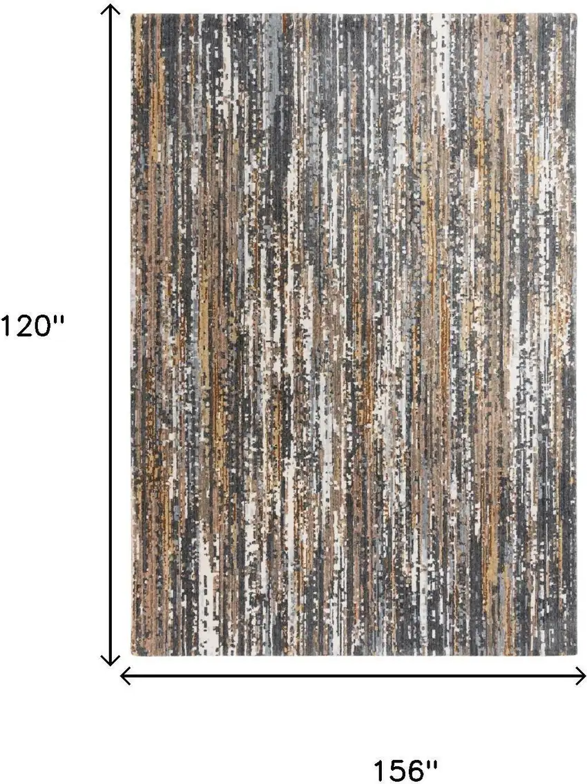 Charcoal Brown Rust Beige And Ivory Abstract Hand Carved Handmade Area Rug Photo 6