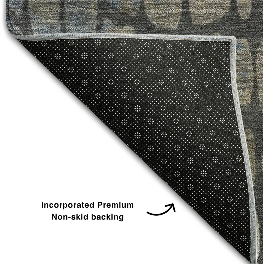 Charcoal Copper And Blue Abstract Geometric Washable Area Rug With UV Protection Photo 6