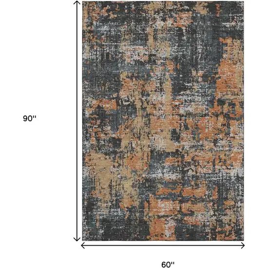 Charcoal Copper And Gray Abstract Washable Area Rug With UV Protection Photo 8