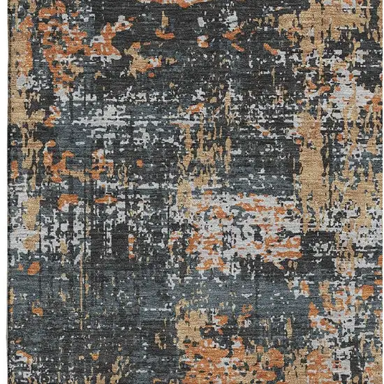 Charcoal Copper And Gray Abstract Washable Area Rug With UV Protection Photo 3