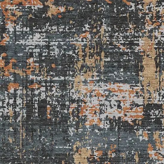 Charcoal Copper And Gray Abstract Washable Area Rug With UV Protection Photo 2