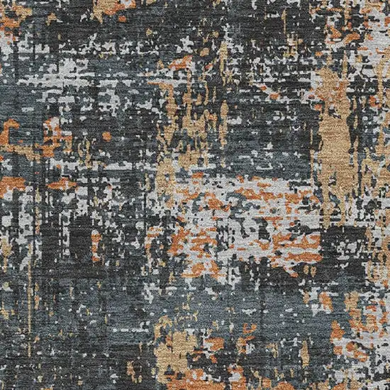 Charcoal Copper And Gray Abstract Washable Area Rug With UV Protection Photo 2