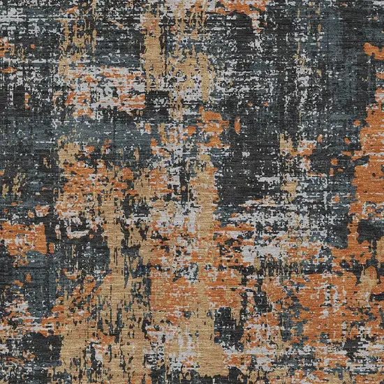 Charcoal Copper And Ivory Abstract Washable Indoor Outdoor Area Rug Photo 6