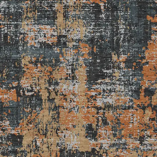 Charcoal Copper And Ivory Abstract Washable Indoor Outdoor Area Rug Photo 6