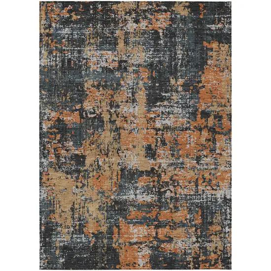 Charcoal Copper And Ivory Abstract Washable Indoor Outdoor Area Rug Photo 2