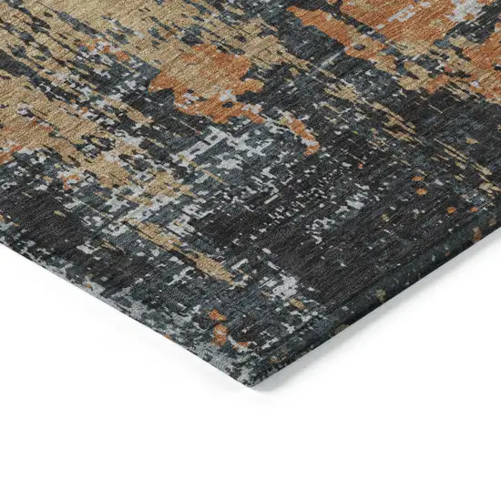 Charcoal Copper And Ivory Abstract Washable Indoor Outdoor Area Rug Photo 4