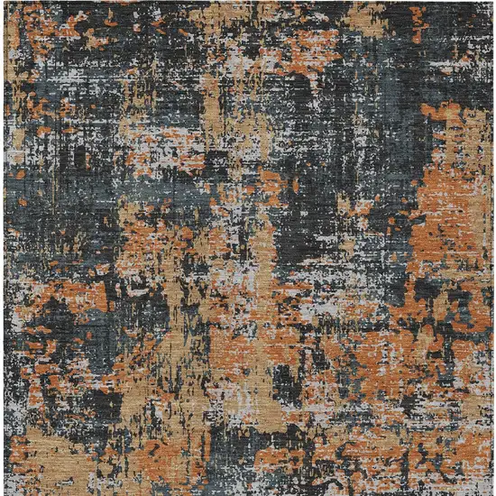 Charcoal Copper And Ivory Abstract Washable Indoor Outdoor Area Rug Photo 6