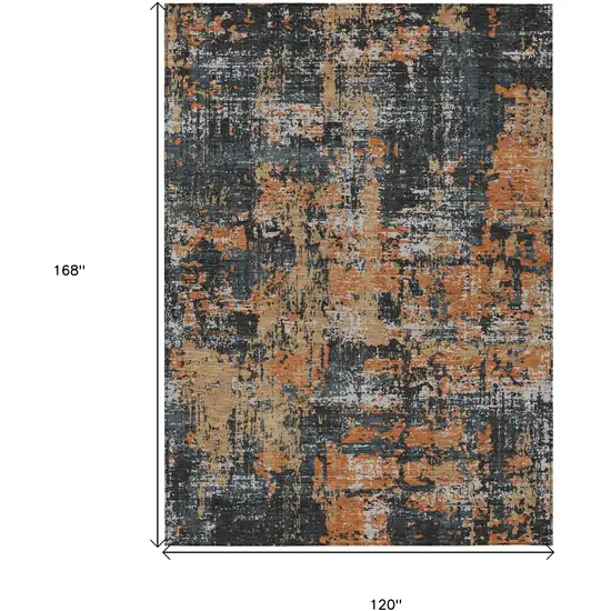 Charcoal Copper And Ivory Abstract Washable Indoor Outdoor Area Rug Photo 3