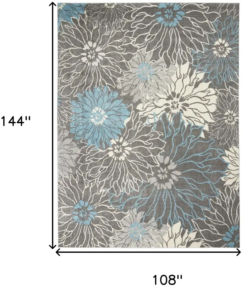 Charcoal Floral Power Loom Area Rug Photo 5
