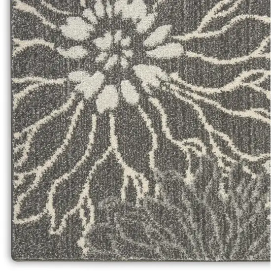 Charcoal Floral Power Loom Area Rug Photo 9