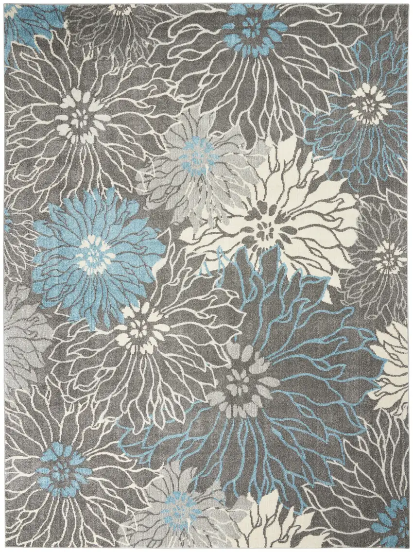 Charcoal Floral Power Loom Area Rug Photo 2