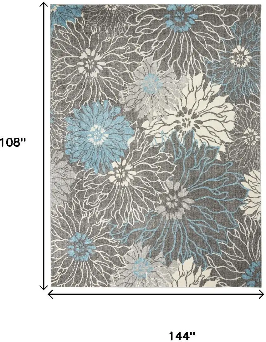 Charcoal Floral Power Loom Area Rug Photo 3