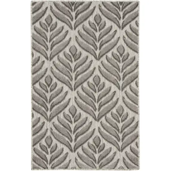 Charcoal Floral Indoor Outdoor Area Rug Photo 2