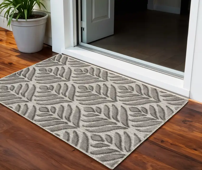 Charcoal Floral Power Loom Area Rug Photo 1