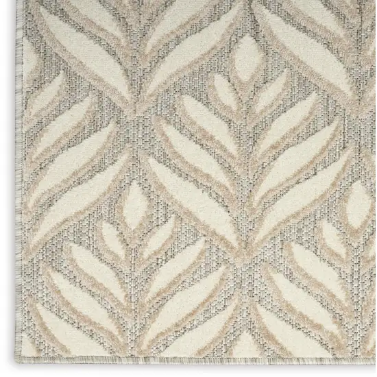 Gray and Ivory Floral Indoor Outdoor Area Rug Photo 4
