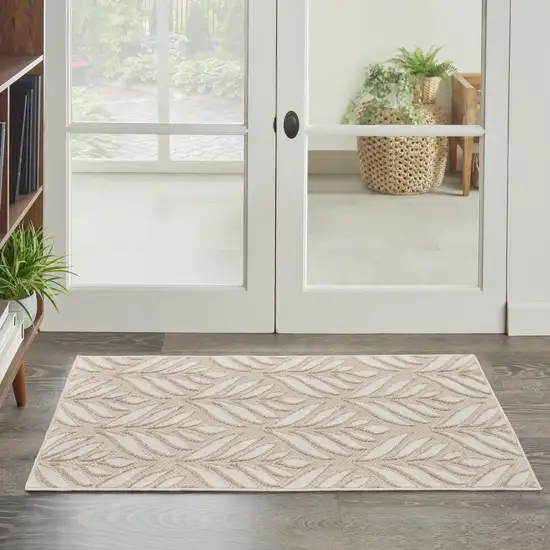 Gray and Ivory Floral Indoor Outdoor Area Rug Photo 6