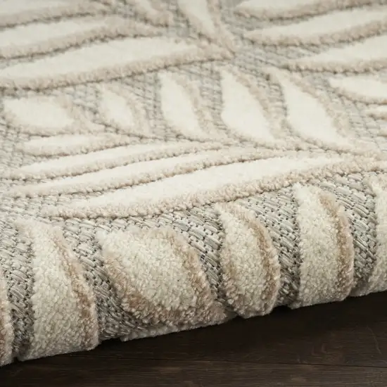 Gray and Ivory Floral Indoor Outdoor Area Rug Photo 9