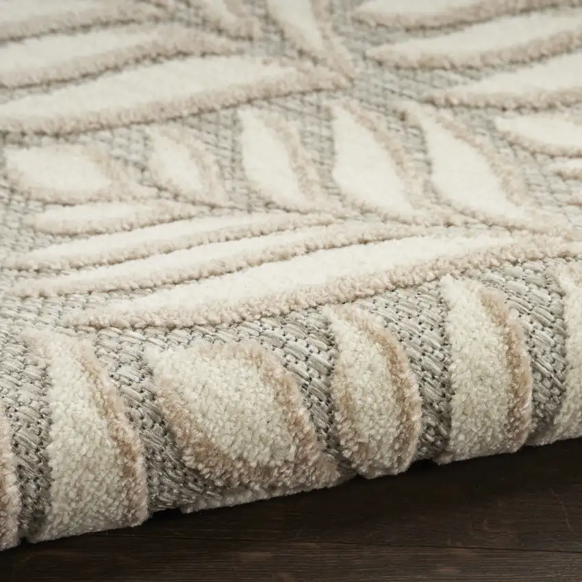 Gray and Ivory Floral Indoor Outdoor Area Rug Photo 9