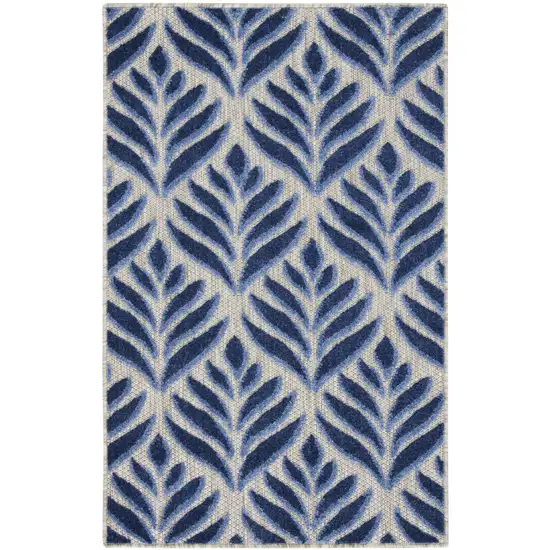 Blue Floral Indoor Outdoor Area Rug Photo 3