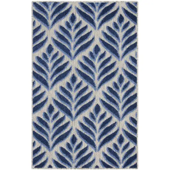 Blue Floral Indoor Outdoor Area Rug Photo 1