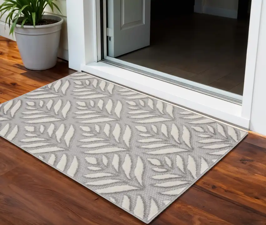 Charcoal Floral Power Loom Area Rug Photo 1
