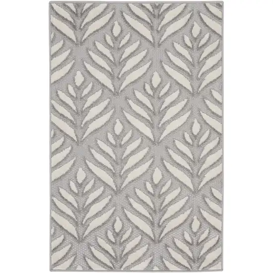 Gray Floral Indoor Outdoor Area Rug Photo 1