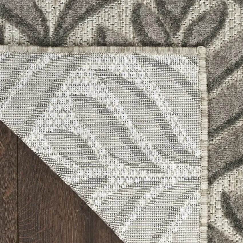 Charcoal Floral Stain Resistant Non Skid Area Rug Photo 9