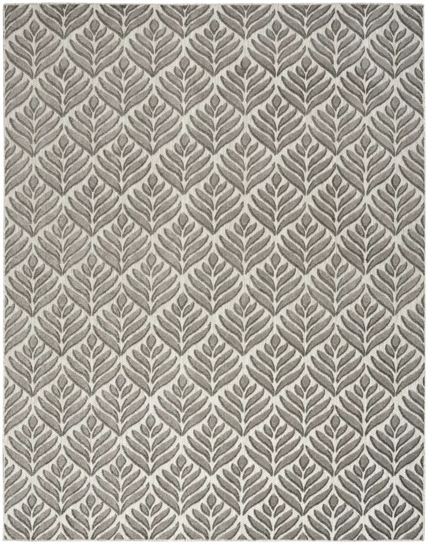 Charcoal Floral Stain Resistant Non Skid Area Rug Photo 1