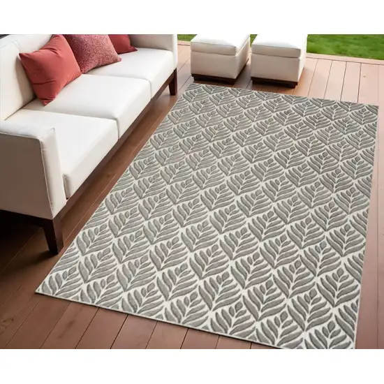 Charcoal Floral Stain Resistant Non Skid Area Rug Photo 1
